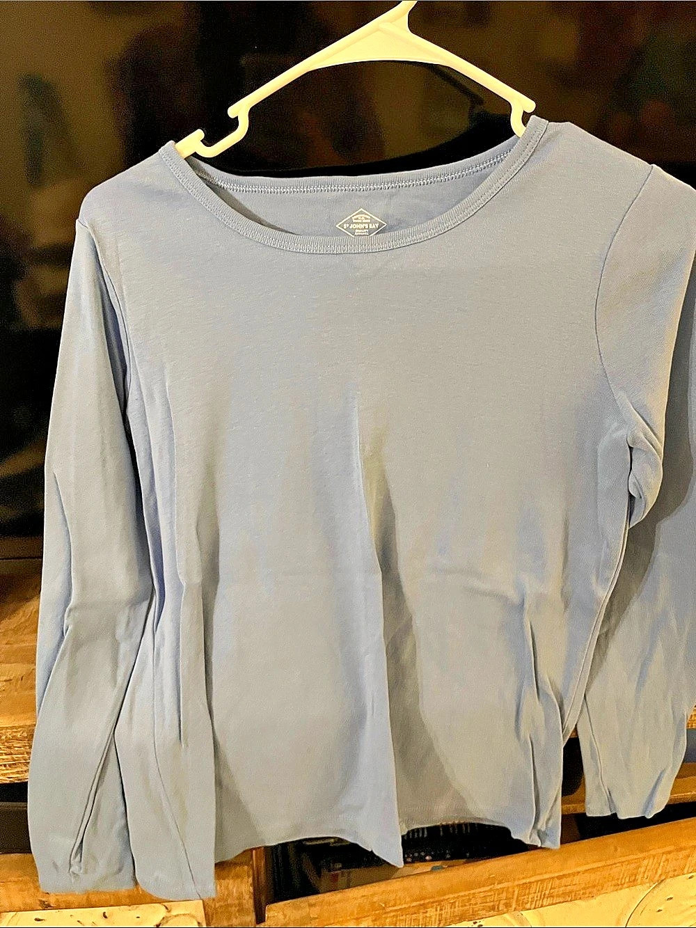 St. John's Bay Essential Tee Long Sleeve cornflower Blue Medium